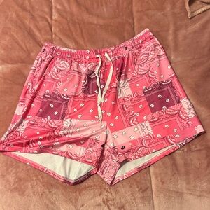SHEIN Pink Patterned Athletic Shorts